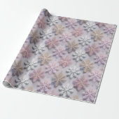 Pastel 3D Sneeuwvlokken Cadeaupapier (Uitgerold)