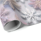 Pastel 3D Sneeuwvlokken Cadeaupapier (Rol Hoek)