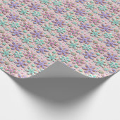 Pastel 3D sneeuwvlokken op roze Cadeaupapier (Hoek)