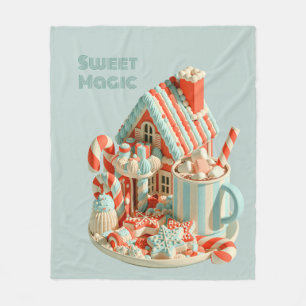 Pastel 3D Snoep Huis Zoete Magie Fleece Deken