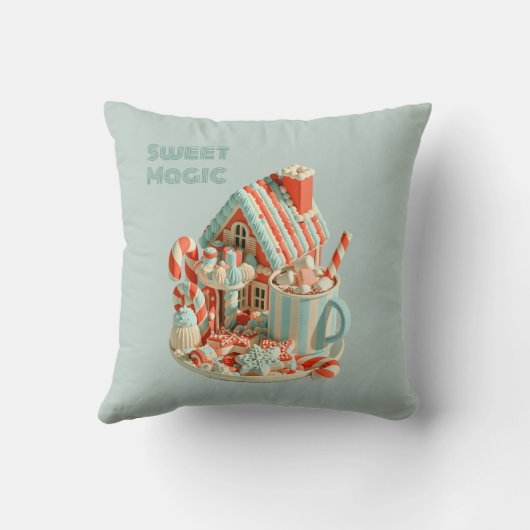 Pastel 3D Snoep Huis Zoete Magie Kussen (Achterkant)