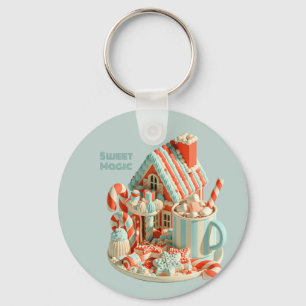 Pastel 3D Snoep Huis Zoete Magie Sleutelhanger