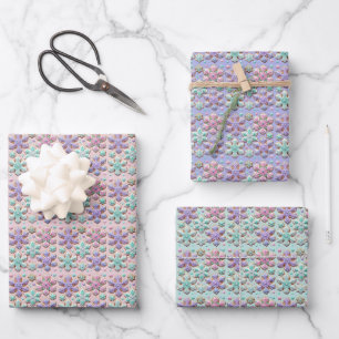 Pastel 3D Snowflakes Christmas Baby Inpakpapier Vel