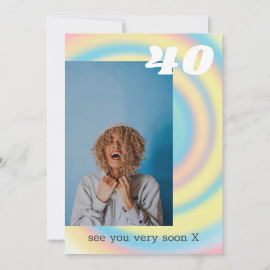 Pastel 40th Birthday Party Kaart (Achterkant)