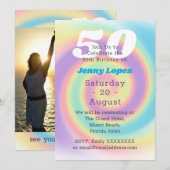 Pastel 50th Birthday Party Kaart (Voorkant / Achterkant)