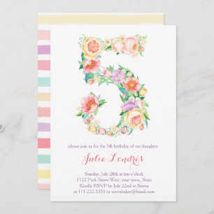 Pastel 5th Birthday nodigt Alfresco uit Kaart