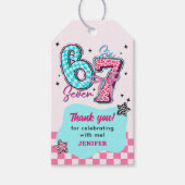 Pastel 67 Six Seven Girl Birthday Party Cadeaulabel (Voorkant)