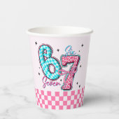 Pastel 67 Six Seven Girl Birthday Party Papieren Bekers (Achterkant)