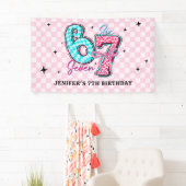 Pastel 67 Six Seven Girl Birthday Party Spandoek (Insitu)
