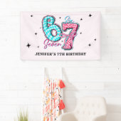 Pastel 67 Six Seven Girl Birthday Party Spandoek (Insitu)