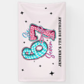 Pastel 67 Six Seven Girl Birthday Party Spandoek (Verticaal)