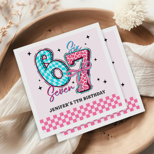 Pastel 67 Zes Zeven Meisje Verjaardagsfeestje Servet