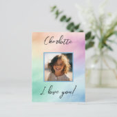 Pastel aangepaste foto "Ik hou van je" gepersonali Briefkaart (Staand voorkant)
