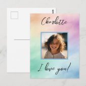 Pastel aangepaste foto "Ik hou van je" gepersonali Briefkaart (Voorkant / Achterkant)