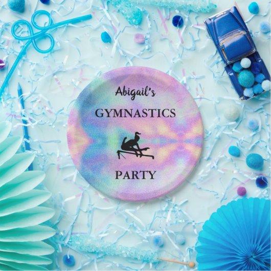 Pastel Aangepaste Naam Gymnastiek Partij Papieren Bordje (Feest)