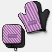 Pastel Aangepaste roze en lavender Striped Ovenwant & Pannenlap Set (Voorkant / Achterkant)