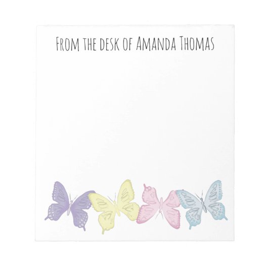 Pastel aangepaste vlinders gepersonaliseerd notitieblok (Voorkant)