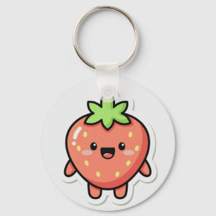 Pastel Aardbei Aesthetic Sticker – Cute Fruit I Sleutelhanger