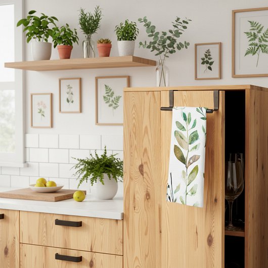 Pastel aardetinten bladeren theedoek