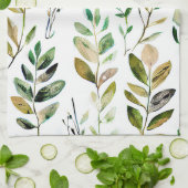 Pastel aardetinten bladeren theedoek (Gevouwen)