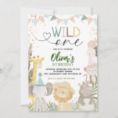 Pastel aardse safari wild een 1e verjaardag kaart (Voorkant)