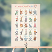 Pastel ABC Dierenposter voor Kinderen Acryl Bord (Neutraal)
