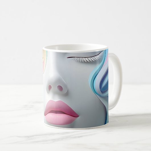 Pastel Abstract 3D Face Art Coffee Mug Koffiemok (Voorkant rechts)