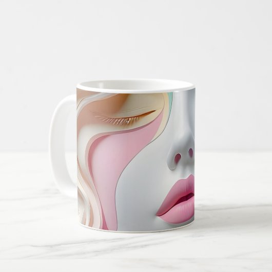 Pastel Abstract 3D Face Art Coffee Mug Koffiemok (Voorkant links)