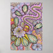 Pastel Abstract Bloemrijk Ingewikkeld Doodle Kunst Poster (Voorkant)