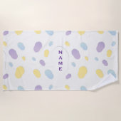 Pastel Abstract Confetti Aangepaste Naam Strandlaken (Voorkant)