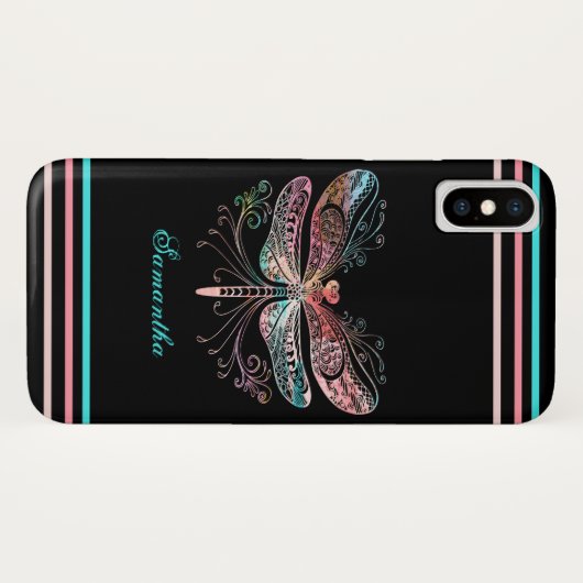 Pastel Abstract Dragonfly Black Case-Mate iPhone Case (Achterkant (horizontaal))
