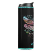 Pastel Abstract Dragonfly Black Thermosbeker (Gedraaid links)