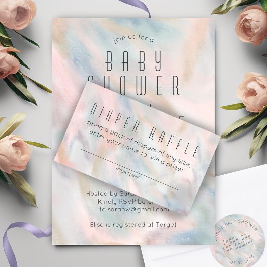 Pastel Abstract Elegant Chic CUSTOM BABY SHOWER Informatiekaartje