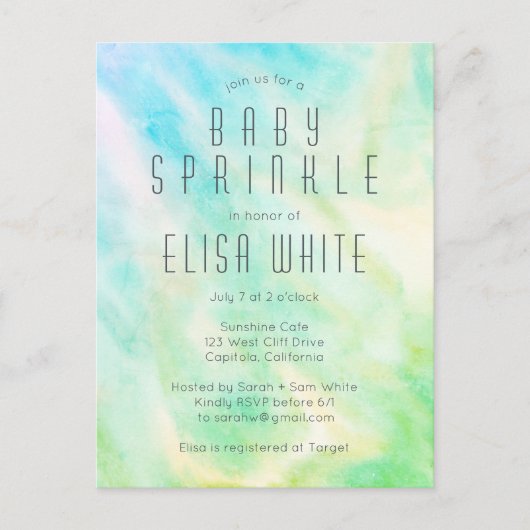 Pastel Abstract Elegant Chique CUSTOM BABY SPRINKL Uitnodiging Briefkaart (Voorkant)