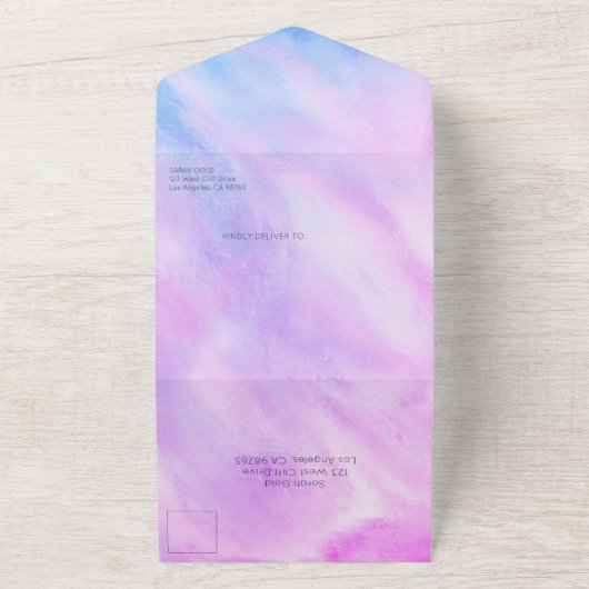 Pastel Abstract Elegant CUSTOM BAT BAR MITZVAH All In One Uitnodiging (Buitenkant)