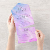 Pastel Abstract Elegant CUSTOM BAT BAR MITZVAH All In One Uitnodiging (Afscheurbaar)