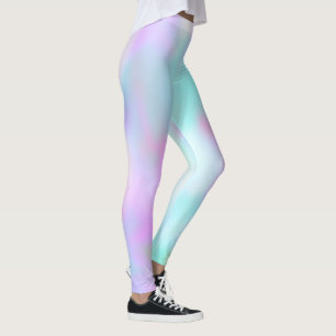 Pastel Abstract Faux Holografisch Roze Snoep Leggings