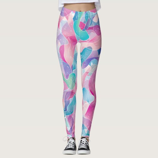 Pastel Abstract Lintpatroon Leggings (Voorkant)