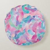 Pastel Abstract Lintpatroon Rond Kussen (Achterkant)