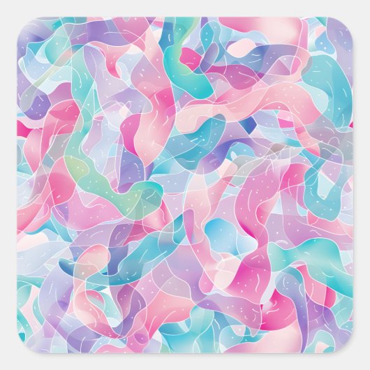 Pastel Abstract Lintpatroon Vierkante Sticker (Voorkant)