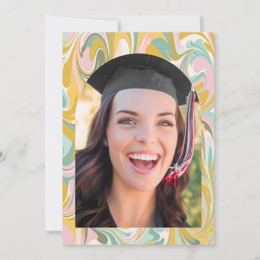 Pastel Abstract Marble Photo Graduparty Kaart (Achterkant)