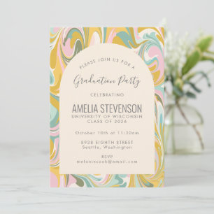 Pastel Abstract Marble Photo Graduparty Kaart