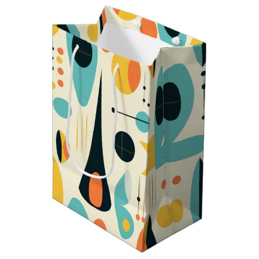 Pastel Abstract Mid-Century Pattern Medium Cadeauzakje (Voorkant Gekanteld)