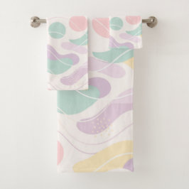Pastel Abstract Naadloos Patroon Golven en Cirkels Bad Handdoek