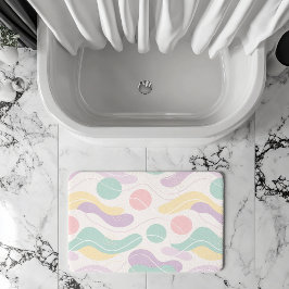 Pastel Abstract Naadloos Patroon Golven en Cirkels Badmat