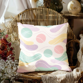 Pastel Abstract Naadloos Patroon Golven en Cirkels Kussen