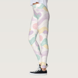 Pastel Abstract Naadloos Patroon Golven en Cirkels Leggings