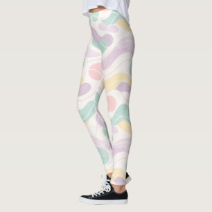Pastel Abstract Naadloos Patroon Golven en Cirkels Leggings