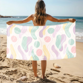 Pastel Abstract Naadloos Patroon Golven en Cirkels Strandlaken