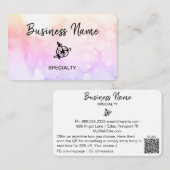 *~* Pastel Abstract Ombre Peach Logo QR Girly Visitekaartje (Voorkant / Achterkant)
